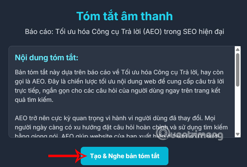 Tạo file tóm tắt âm thanh trên Gemini