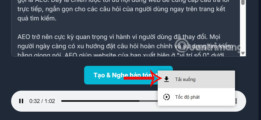 Tải tóm tắt âm thanh trên Gemini