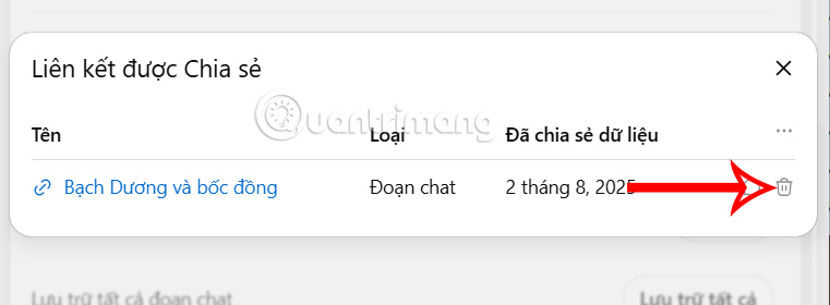 Xóa đoạn chat ChatGPT đã chia sẻ