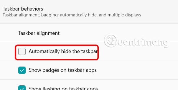 Tắt tự động ẩn Taskbar