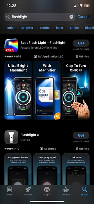 Ứng dụng đèn pin trên iPhone