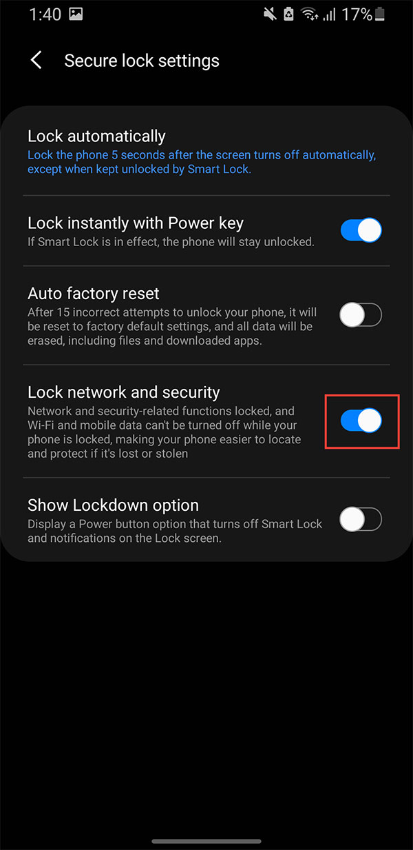 Khóa Quick Settings trên Android Android