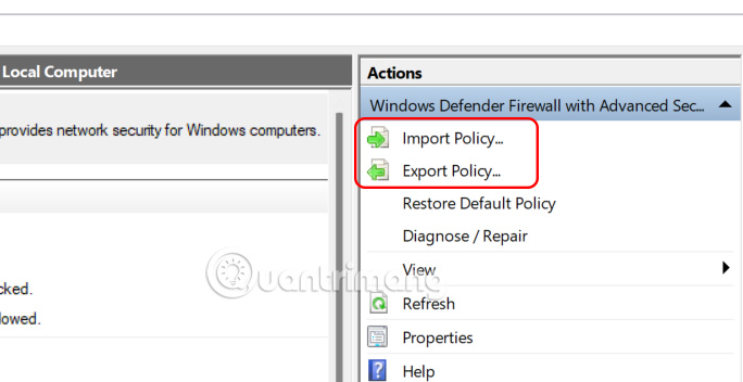 Sao lưu và xuất cài đặt Microsoft Defender