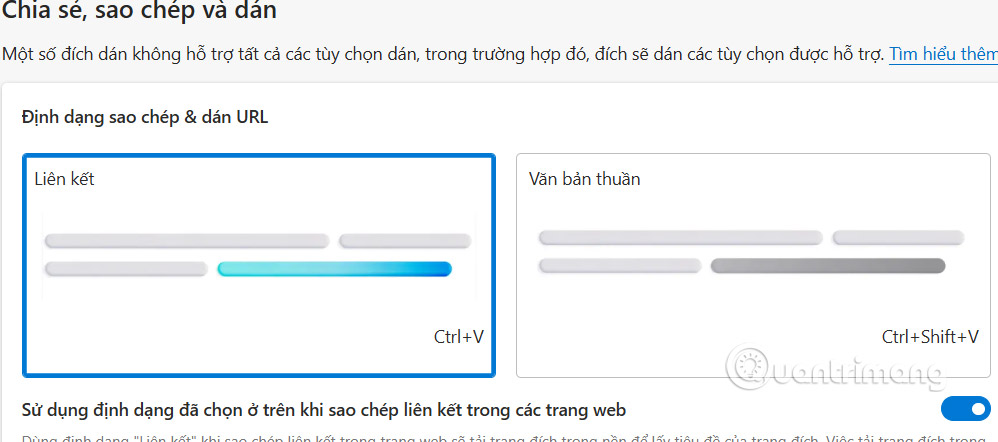 Chỉnh định dạng copy paste URL trên Edge