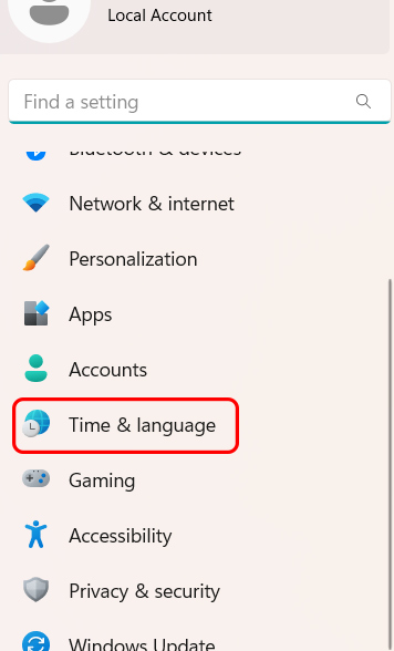 Chỉnh Time & language