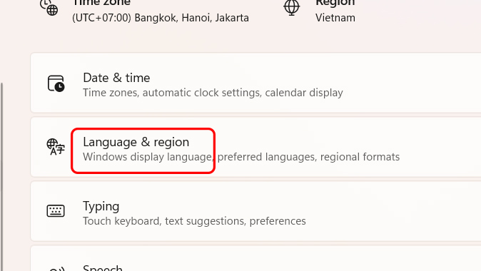 Chỉnh Language & region