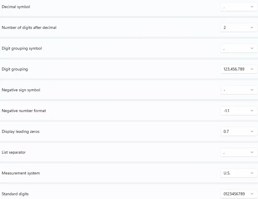 Thay đổi định dạng số trên Windows