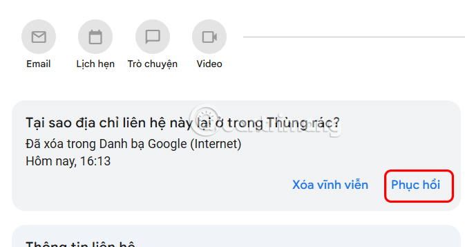 Khôi phục danh bạ trên Android