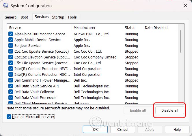 Hide all Microsoft services