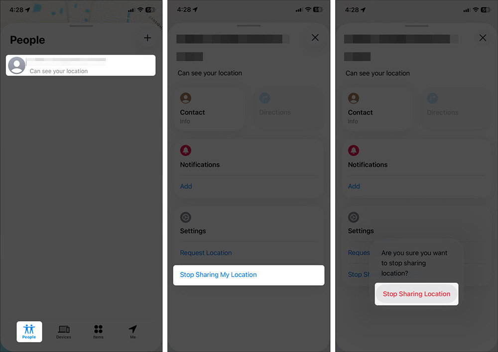 Dừng chia sẻ vị trí từ Find My iPhone