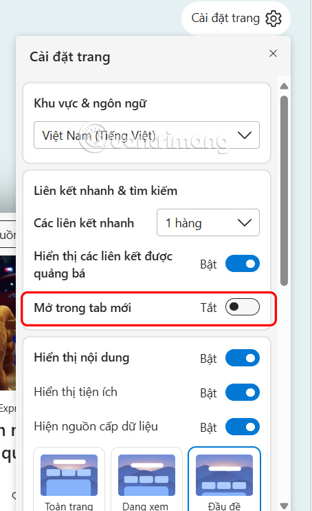 Cách ngăn MSN mở tab mới trong Edge