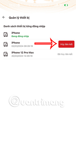 Hủy liên kết VNeID