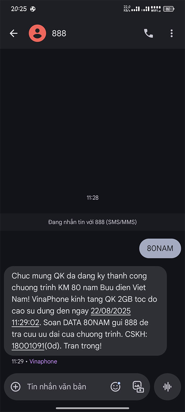 Nhận data miễn phí từ Vinaphone
