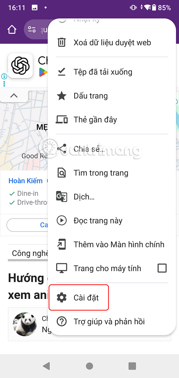 Cài đặt trình duyệt Chrome điện thoại