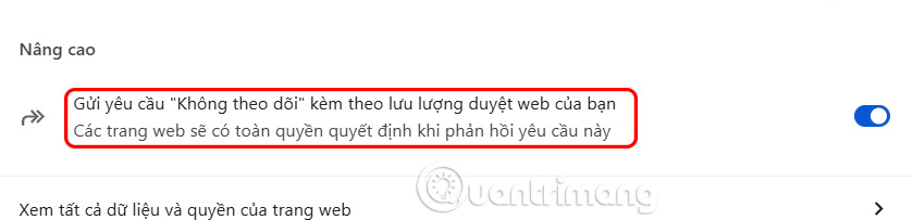 Bật Không theo dõi Google Chrome