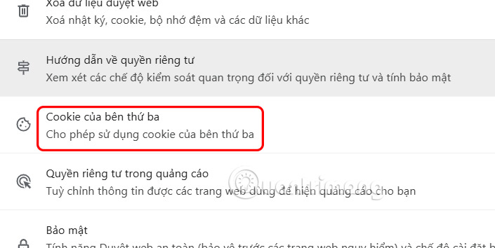 Cookie của bên thứ ba Google Chrome