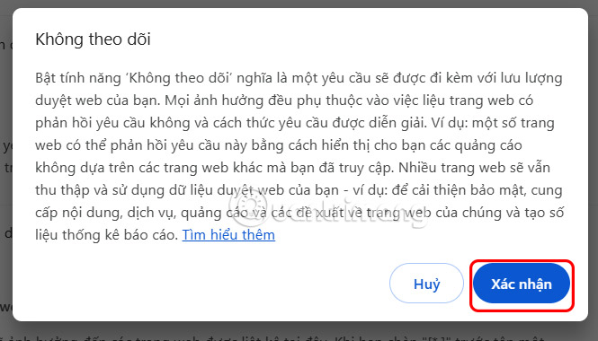 Không theo dõi Google Chrome