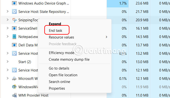 Tắt Snipping Tool hoàn toàn 