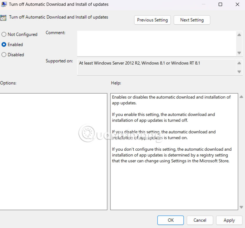 Sử dụng Policy Editor tắt cập nhật ứng dụng