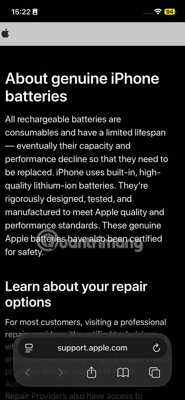 Thanh địa chỉ Safari nhỏ gọn