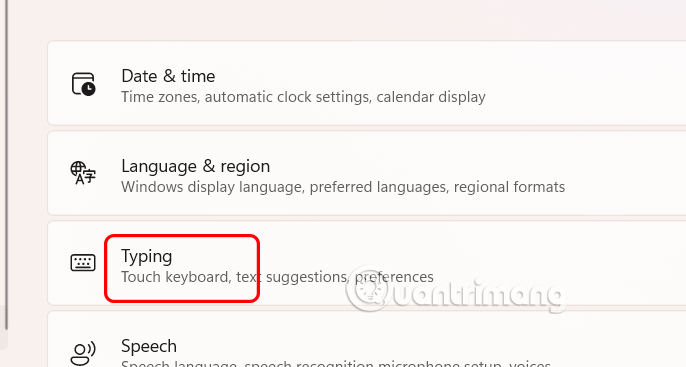 Chỉnh nhập liệu trên Windows 11