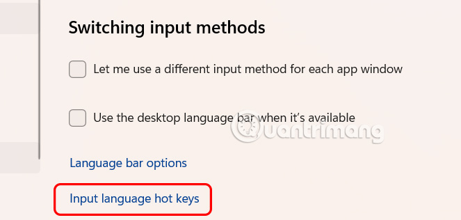Chỉnh phím tắt nhập ngôn ngữ Windows 11