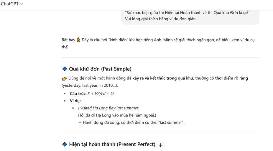 Học ngữ pháp cùng ChatGPT