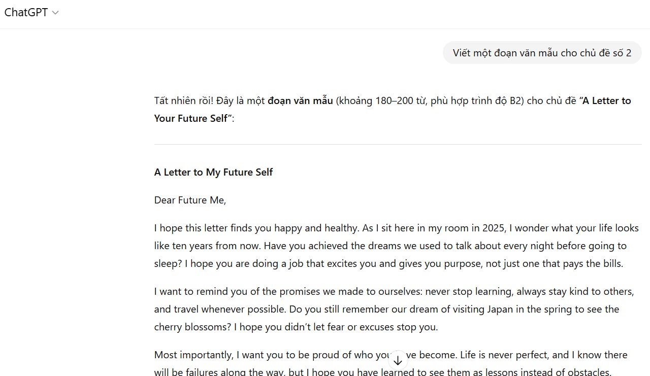 Viết đoạn văn bằng ChatGPT