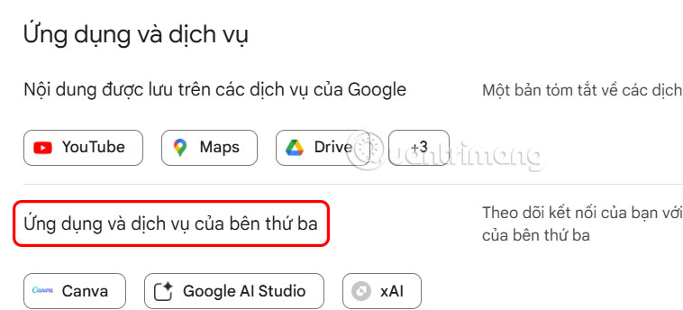 Ứng dụng và dịch vụ của bên thứ ba