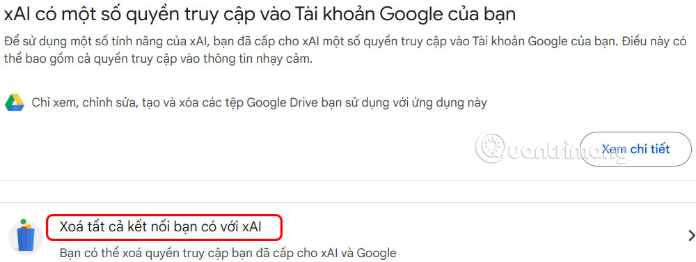 Xóa ứng dụng truy cập dữ liệu Google