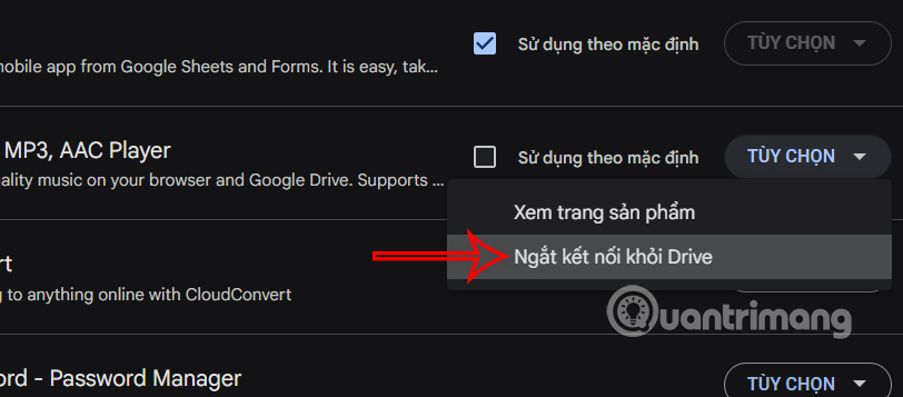 Ngắt kết nối ứng dụng khỏi Google Drive