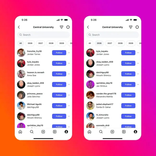 Tìm bạn bè Đại học vào Instagram