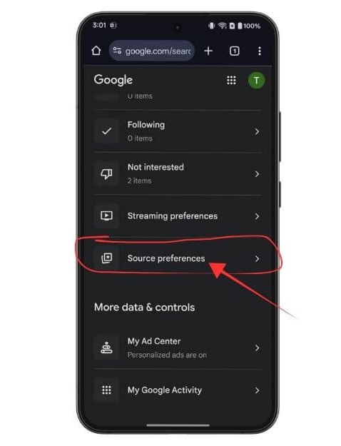 Chỉnh nguồn cấp Google Search