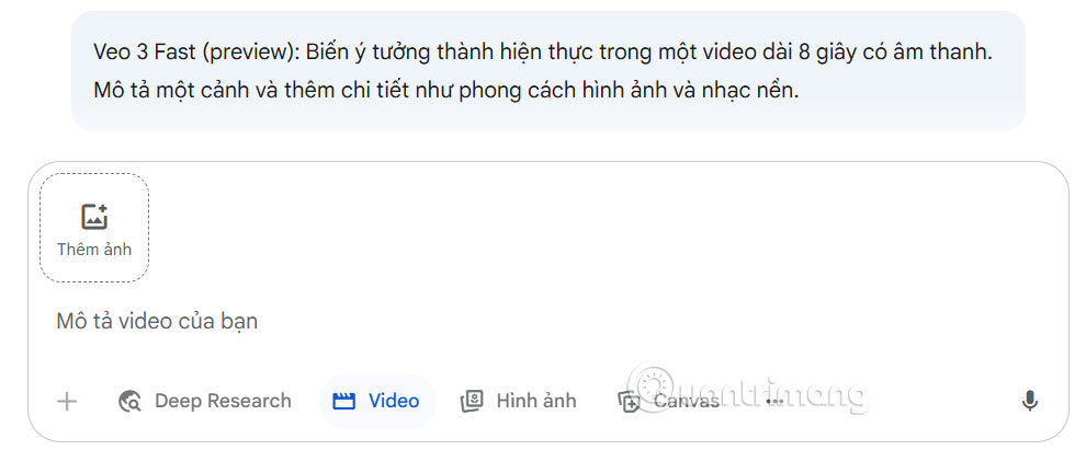 Nhập mô tả video AI