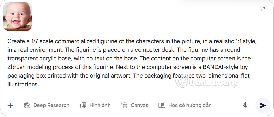 Nhập prompt tạo mô hình 3D để bàn