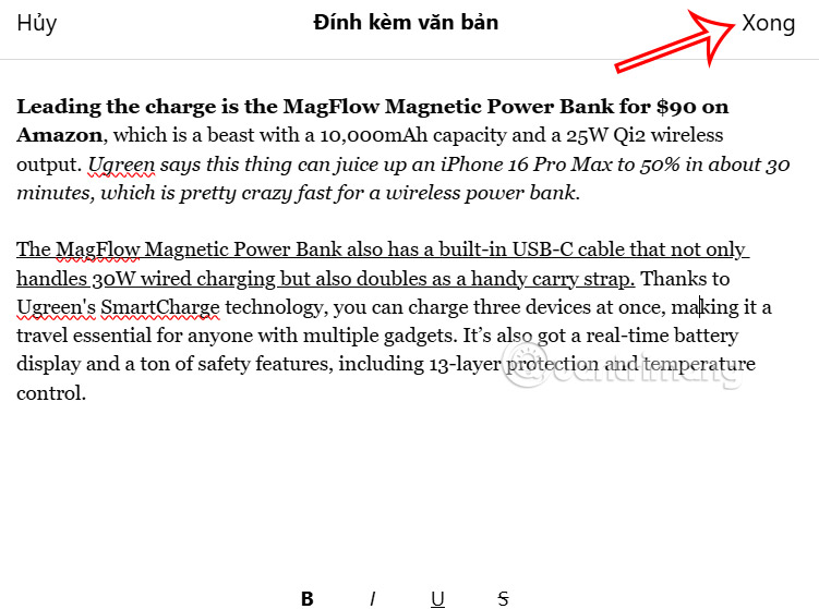 Thay đổi văn bản đính kèm trên Threads PC