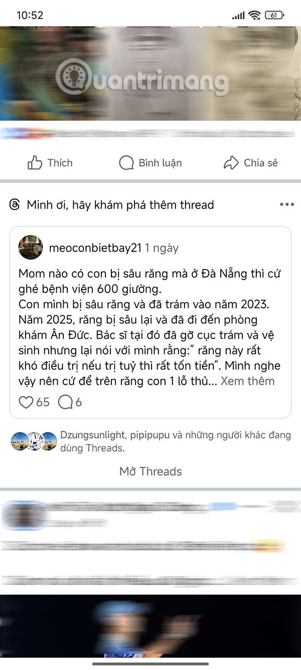 Bài đăng Threads gợi ý lên Facebook