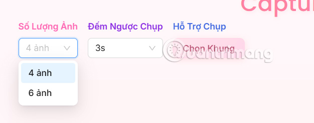 Chọn số lượng ảnh chụp Photobooth