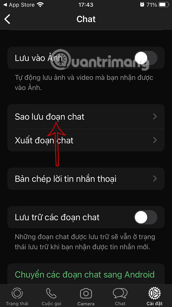 Sao lưu chat WhatsApp