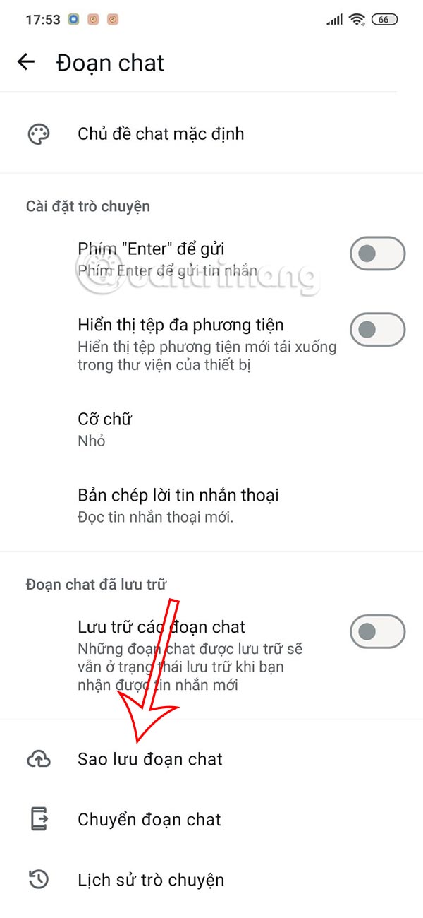 Chỉnh sao lưu tin nhắn WhatsApp