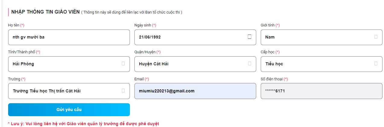 Thông tin tài khoản giao diện IOE