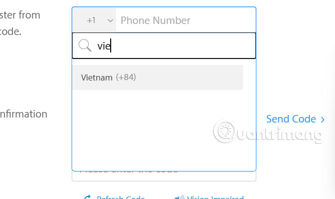 Nhập mã xác minh số điện thoại