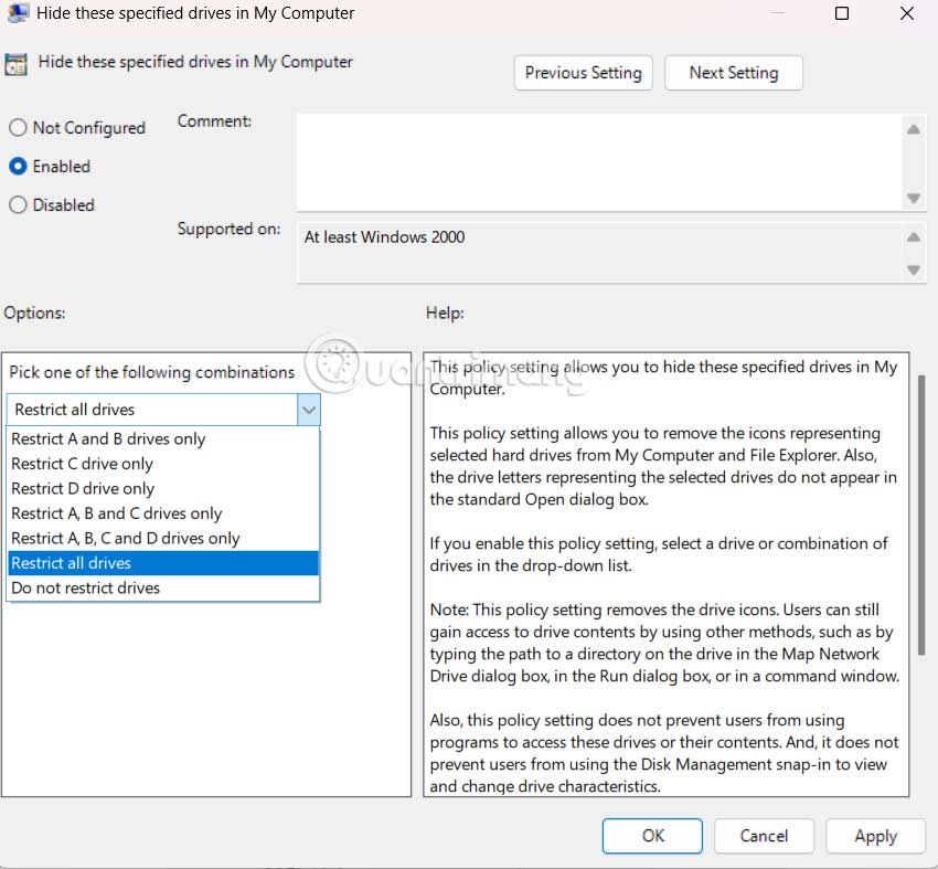 Chọn ổ đĩa ẩn trên máy tính