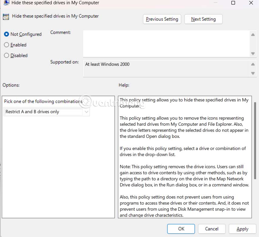 Chọn ổ đĩa ẩn trên máy tính