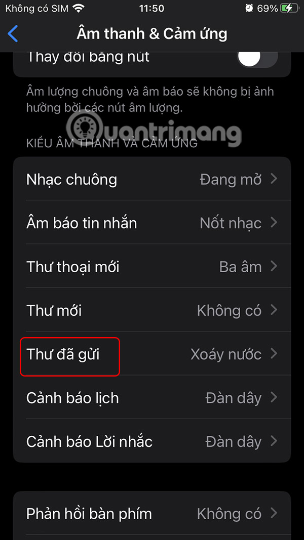 Chỉnh âm thanh gửi email trên iPhone
