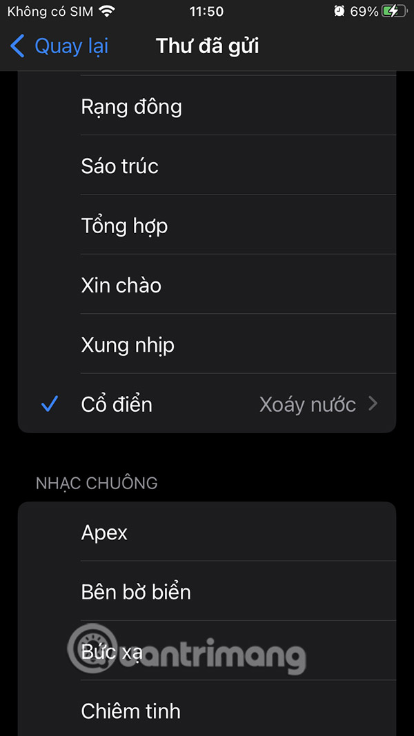 Chỉnh âm thanh gửi email trên iPhone