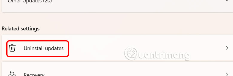 Gỡ cập nhật Windows
