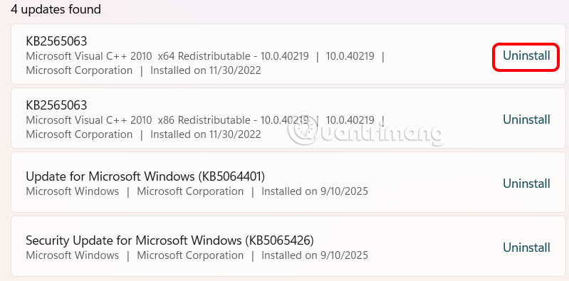 Gỡ cập nhật Windows bị lỗi