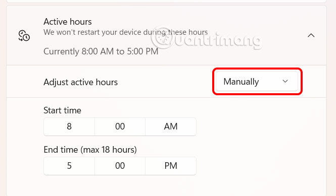 Chỉnh thời gian hoạt động 