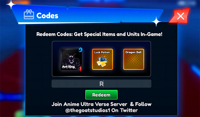 code Anime Ultra Verse